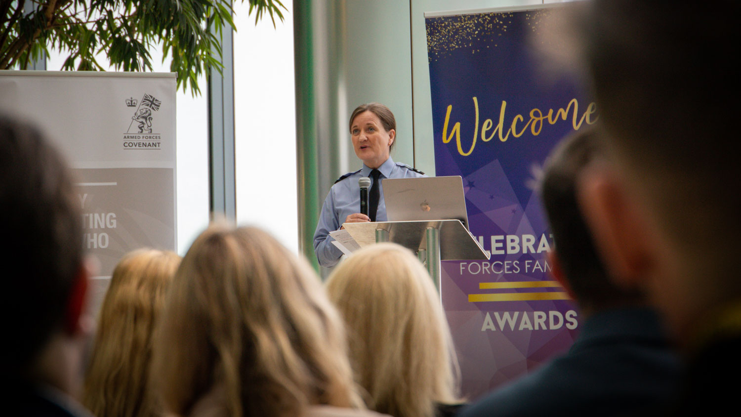 Air Commodore Wendy Rothery announces that the 2024 CFF Awards Nominations gateway is now open CREDIT BFBS