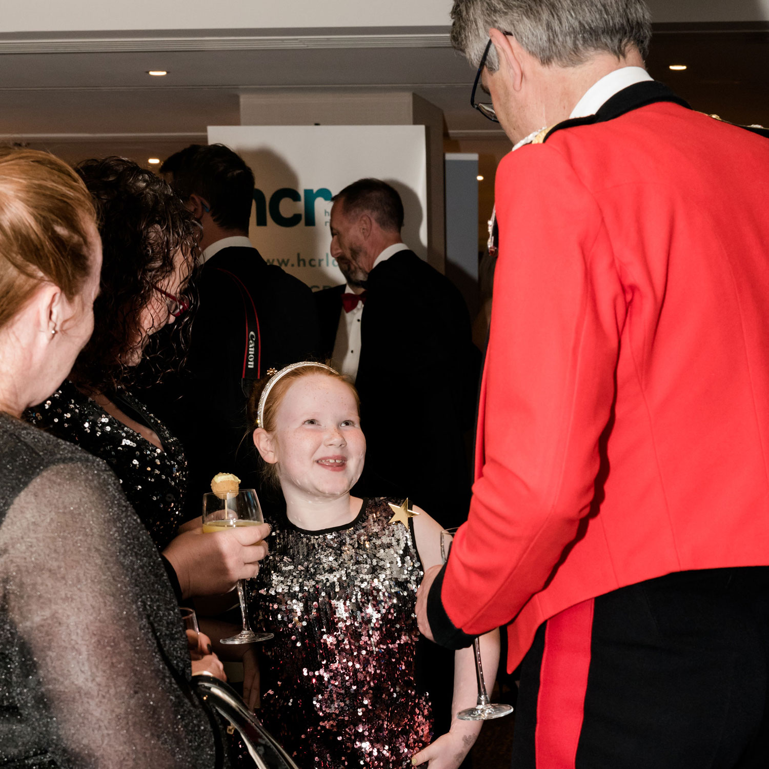 CFF's youngest finalist Isobel talking with the Chief of Defence People Lieutenant General James Swift CREDIT Celebrating Forces Families Awards