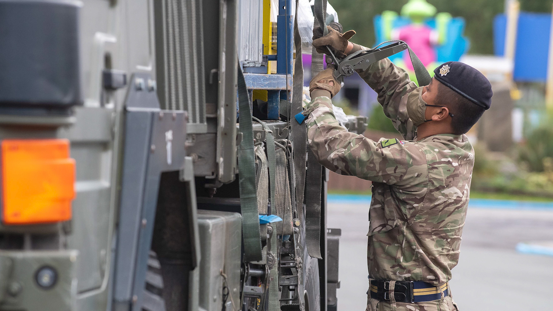 A soldier assisting coronavirus efforts in Liverpool (Picture: MOD).