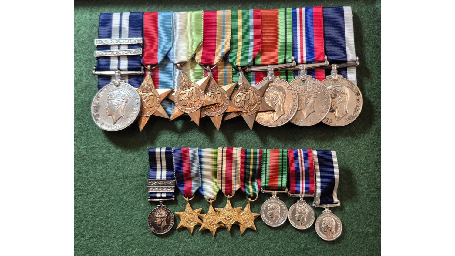 CPO Thomas Topley's military medals including the DSM bar two on the left CREDIT Topley family