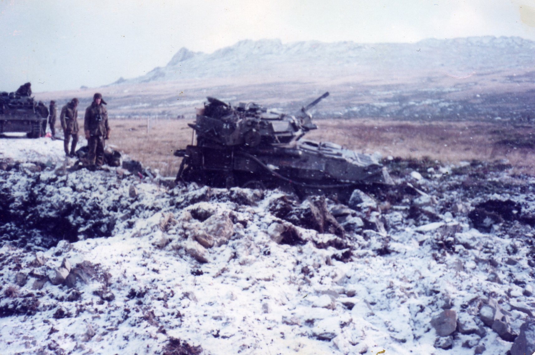 Kevin's vehicle at foot of Tumbledown. K Lambert.