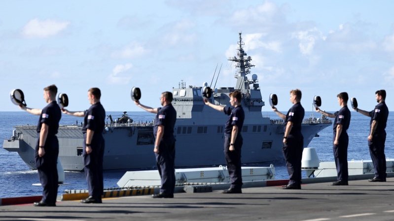CSG21 led by HMS Queen Elizabeth taking part in EX Noble Union, which sees Japan, US and CSG21 integrated and operating together 24082021 Credit HMS Queen Elizabeth Twitter.jpeg