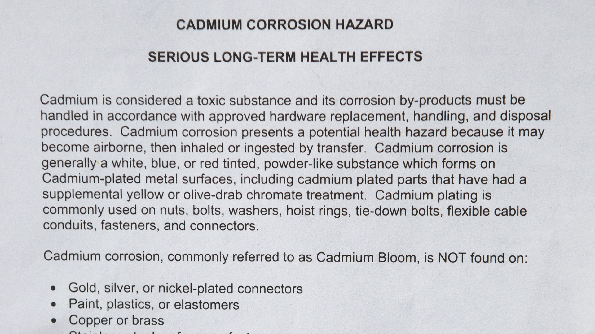 Cadmium Warning CREDIT SWNS