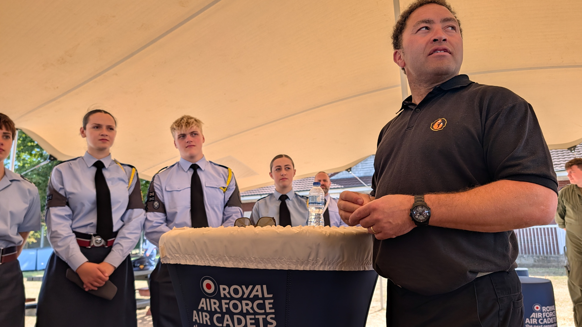 Calvin Bailey, Minister for Veterans and People, cadet camp RAF Waddington CREDIT BFBS