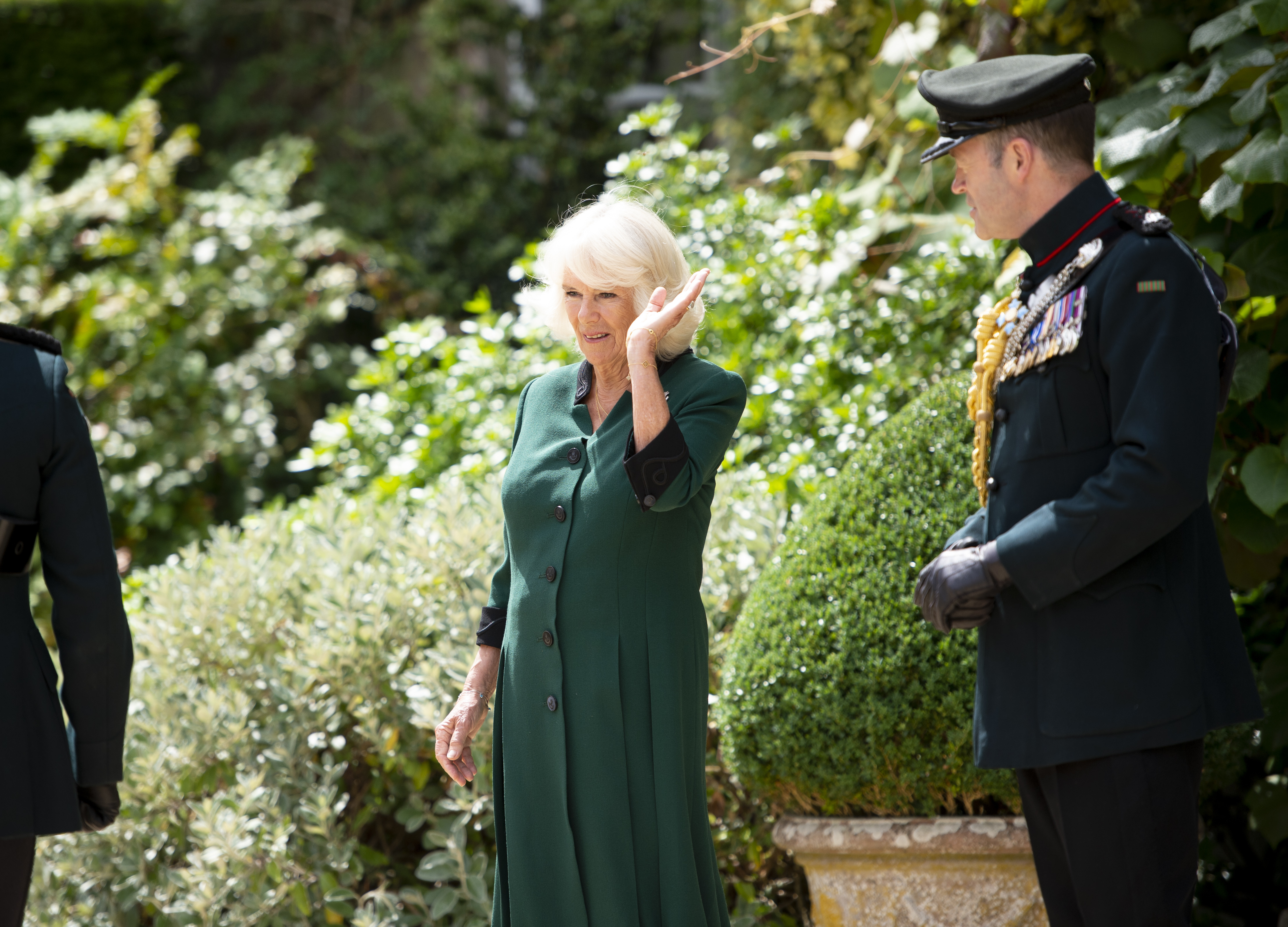 Camilla Duchess of Cornwall with General Sir Patrick Sanders during Rifles ceremony 