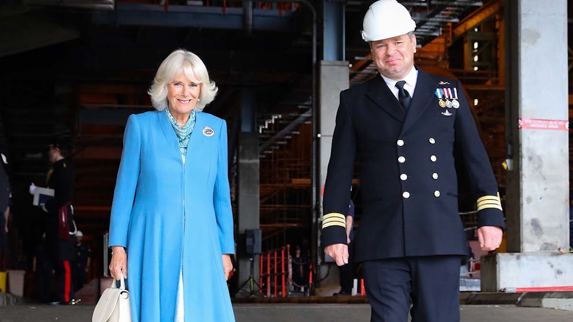 Camilla Duchess of Rothesay with Commander David Crosby at HMNB Clyde 100920 CREDIT Royal Navy.jpg