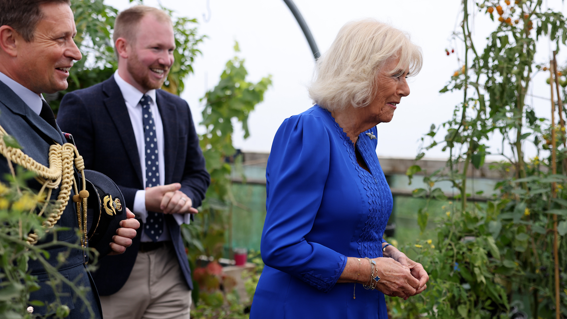 Camilla she visits RAF Leeming allotment on air base 06092024 CREDIT BFBS