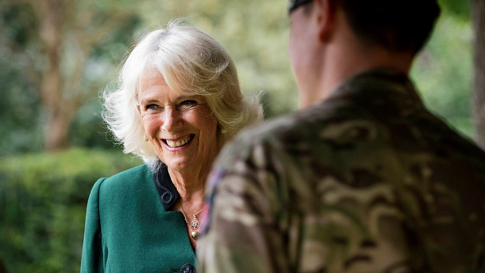 Camilla then Duchess of Cornwall speaking to soldiers and their families in first engagement as Colnel in Chief of Rifles
