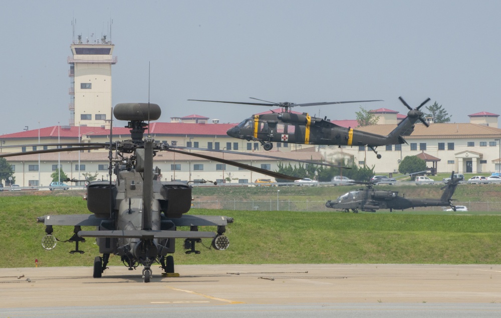 US helicopters at Camp Humphreys in South Korea (Picture: US Department of Defense).