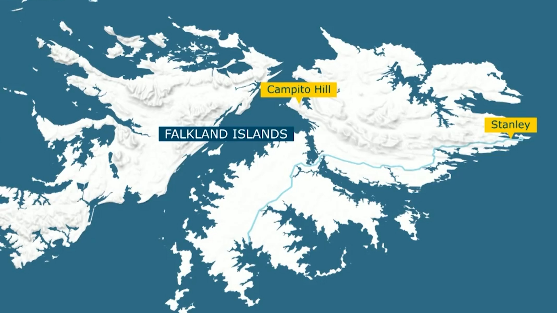 Campito Hill Falkland Islands MAP CREDIT BFBS