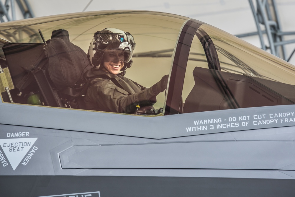Captain Anneliese Satz the first female US Marine F-35B pilot