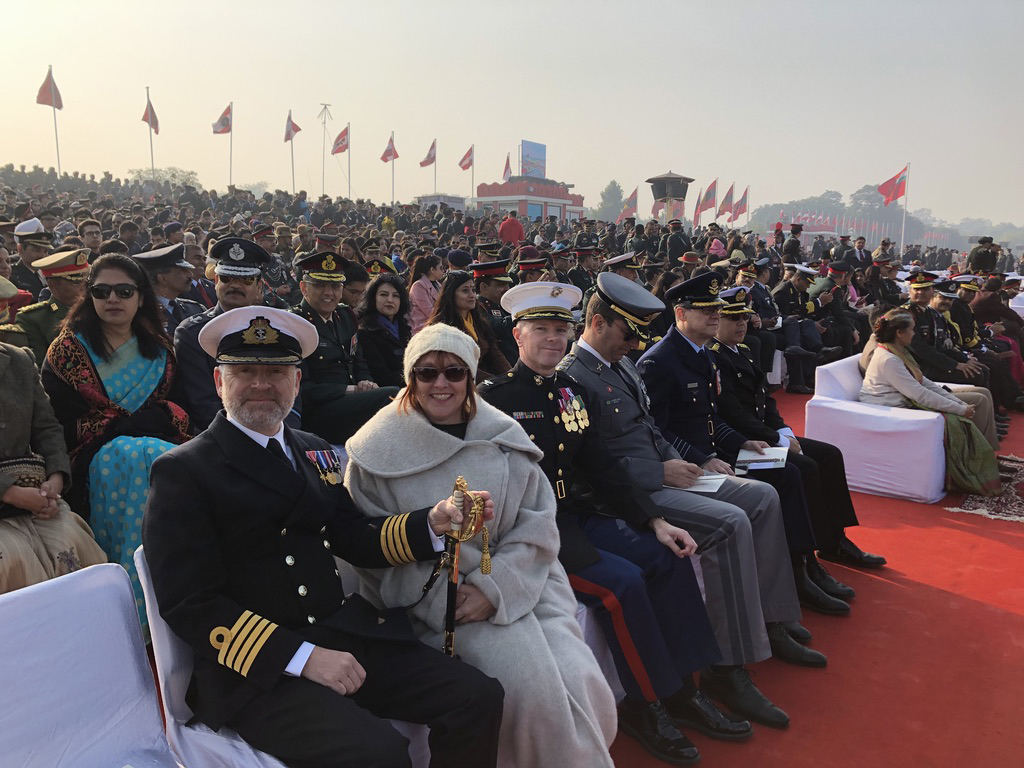 Captain Ian Lynn and wife Tina at India' Army Day Parade before lockdown DATE UNKNOWN CREDIT MOD.jpeg