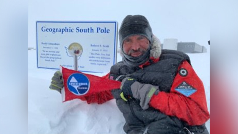 Captain Lou Rudd reaches the South Pole 141218 CREDIT British Army Twitter