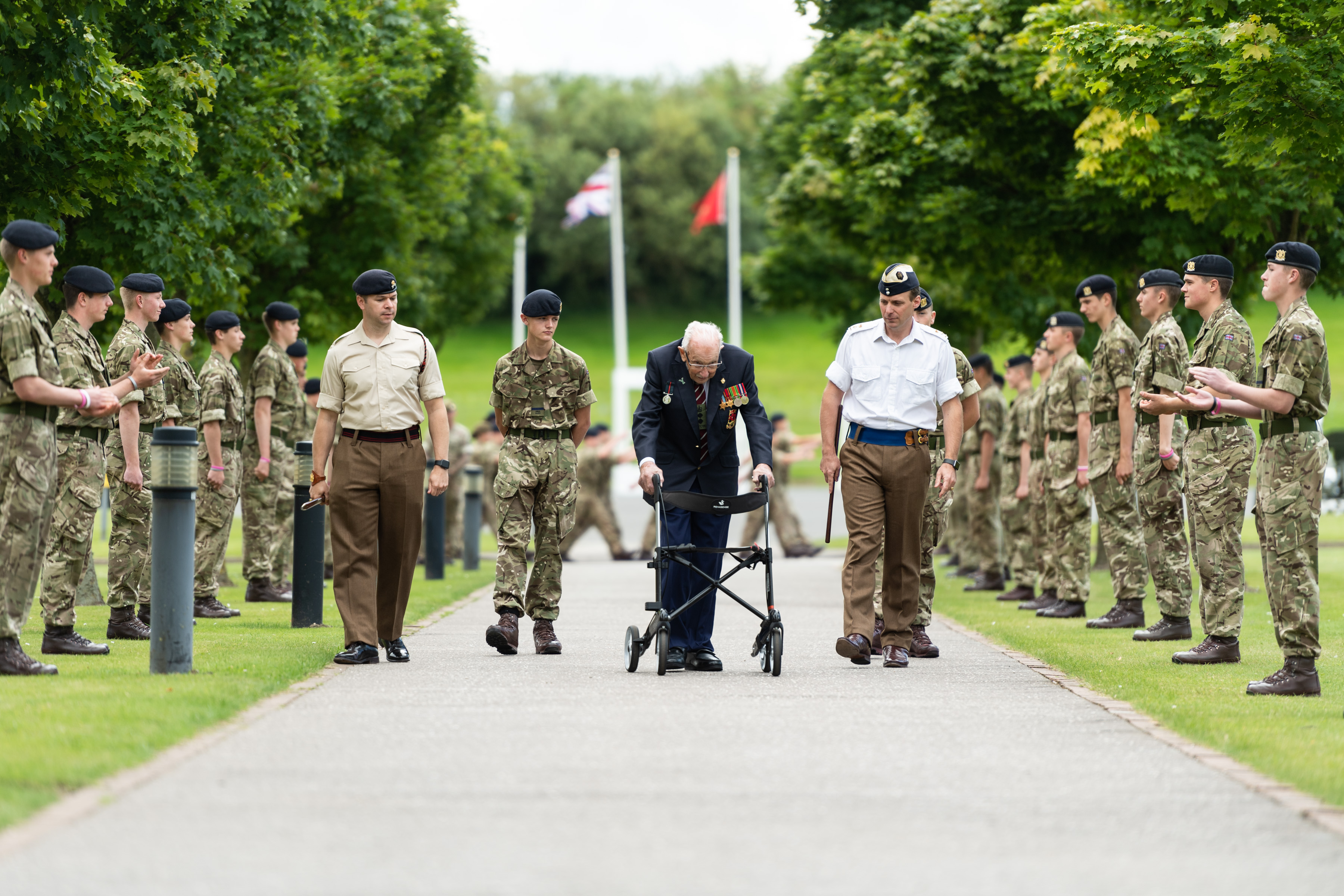 Capt Sir Tom got a guard of honour during a visit to the Army Foundation College in Harrogate in August 2020 (Picture: MOD).