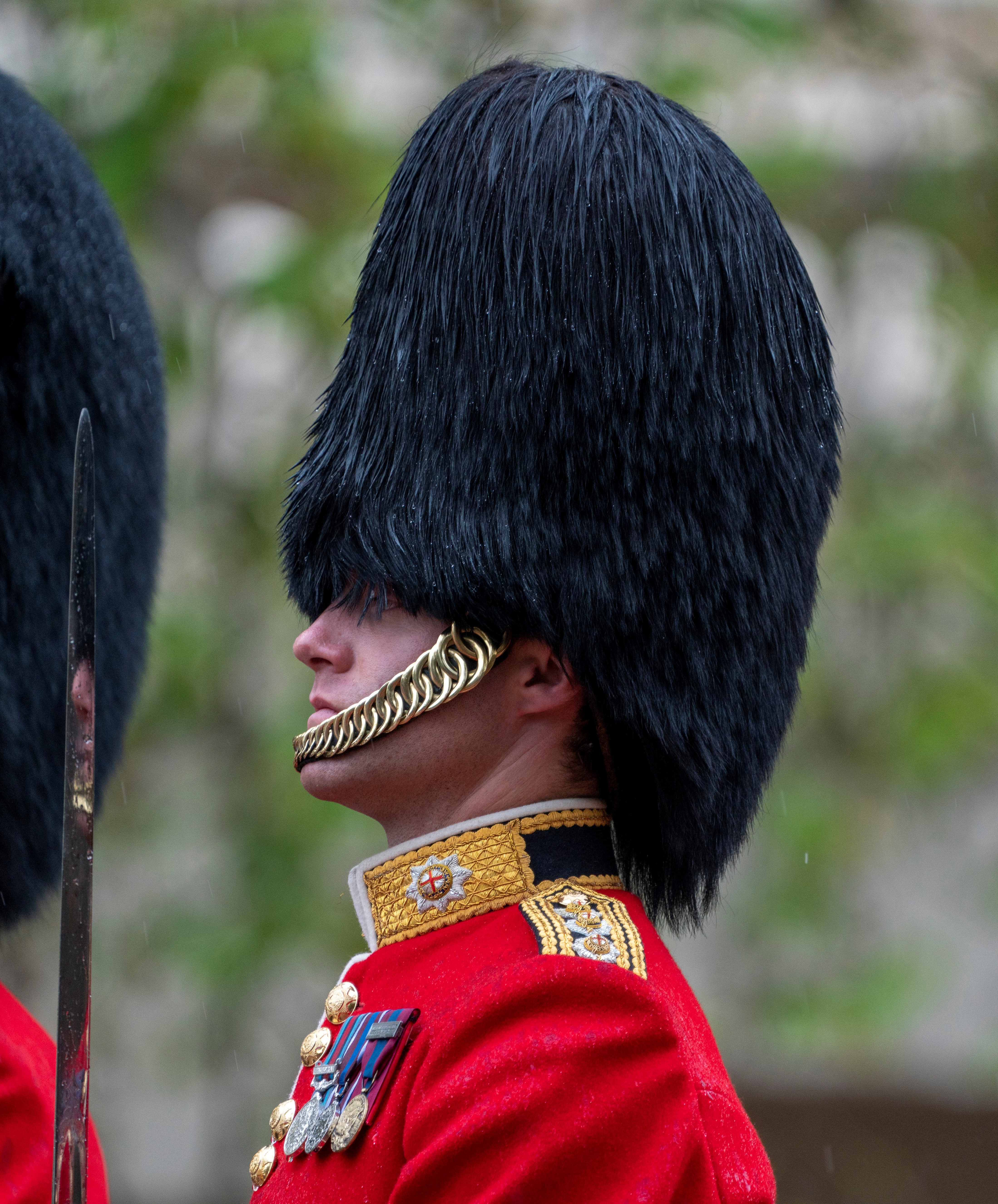 Captain Tom Windsor-Clive wearing french medal at Trooping the Colour