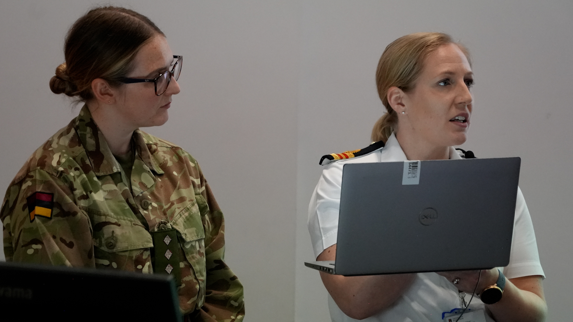 Captain Victoria Kinkaid,left and Surgeon Lieutenant Commander Ruth Guest, right Defence Women's Health Conference