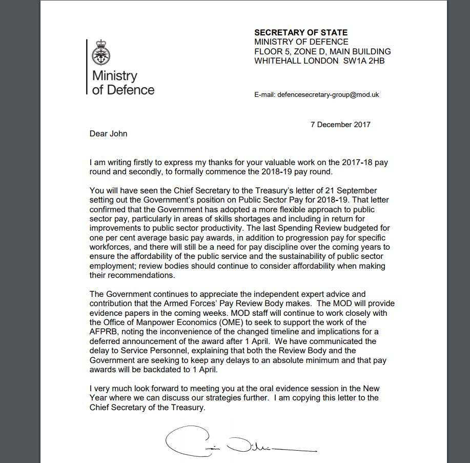 Gavin Williamson Letter 