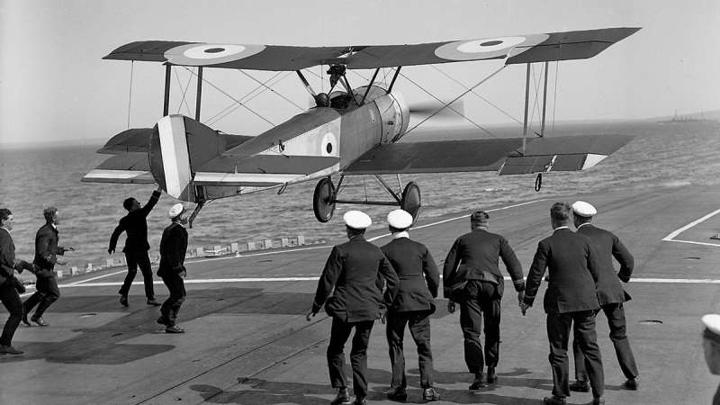 RAF pilot taking off from a carrier