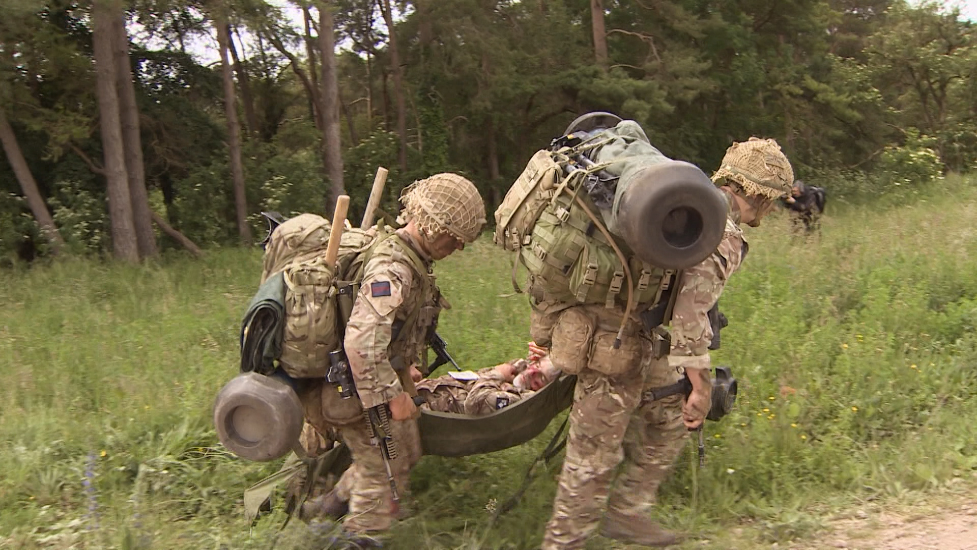 Simulating the carrying of a casualty.