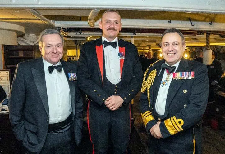 Cdre Andy Jordan, Vice Admiral Paul Marshall and Capt Alex Clark RHA at the 125th anniversary of the Field Gun Competition CREDIT Ben Watson Media