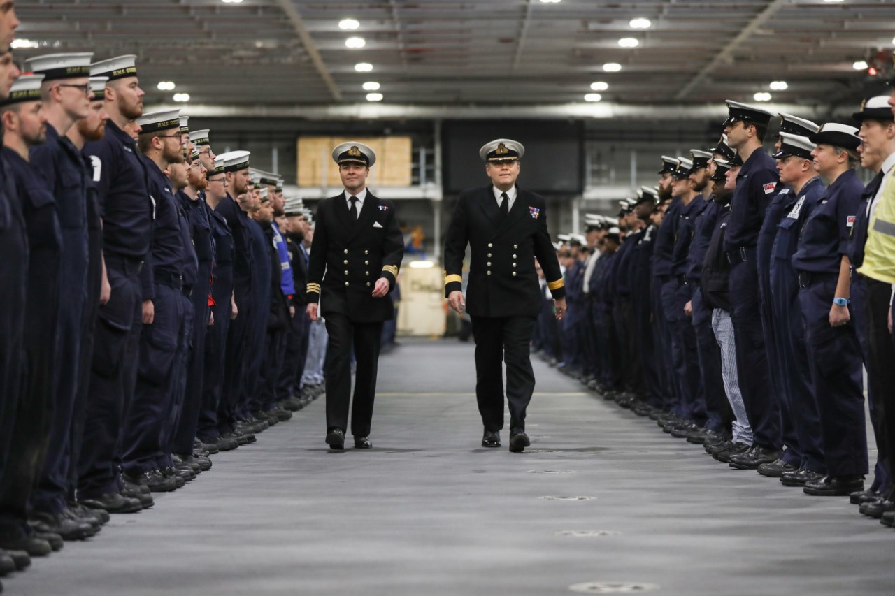 Ceremony for new HMS Queen Elizabeth Captain Angus Essenhigh 140120 CREDIT ROYAL NAVY
