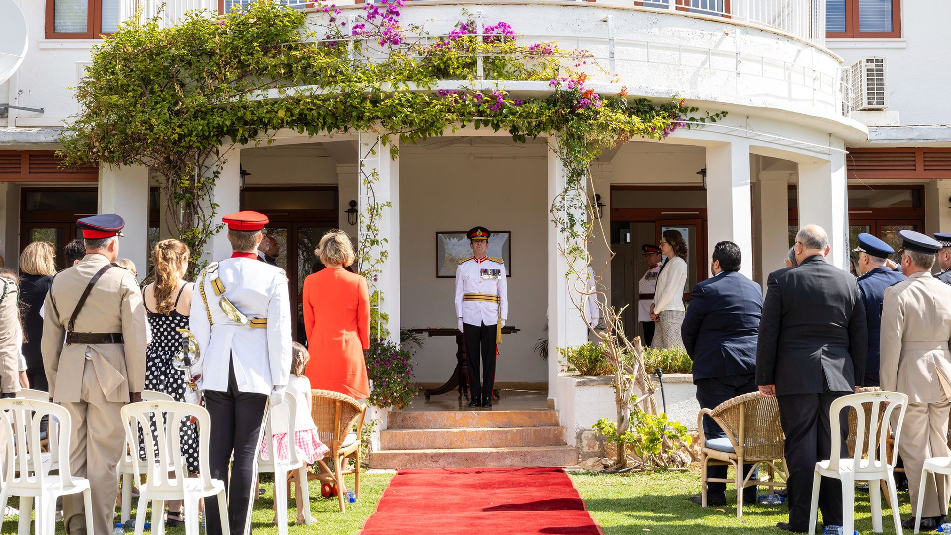 Ceremony marking the handover of command on the island to Major General Tom Bewick CREDIT Natalie Adams MOD Crown Copyright