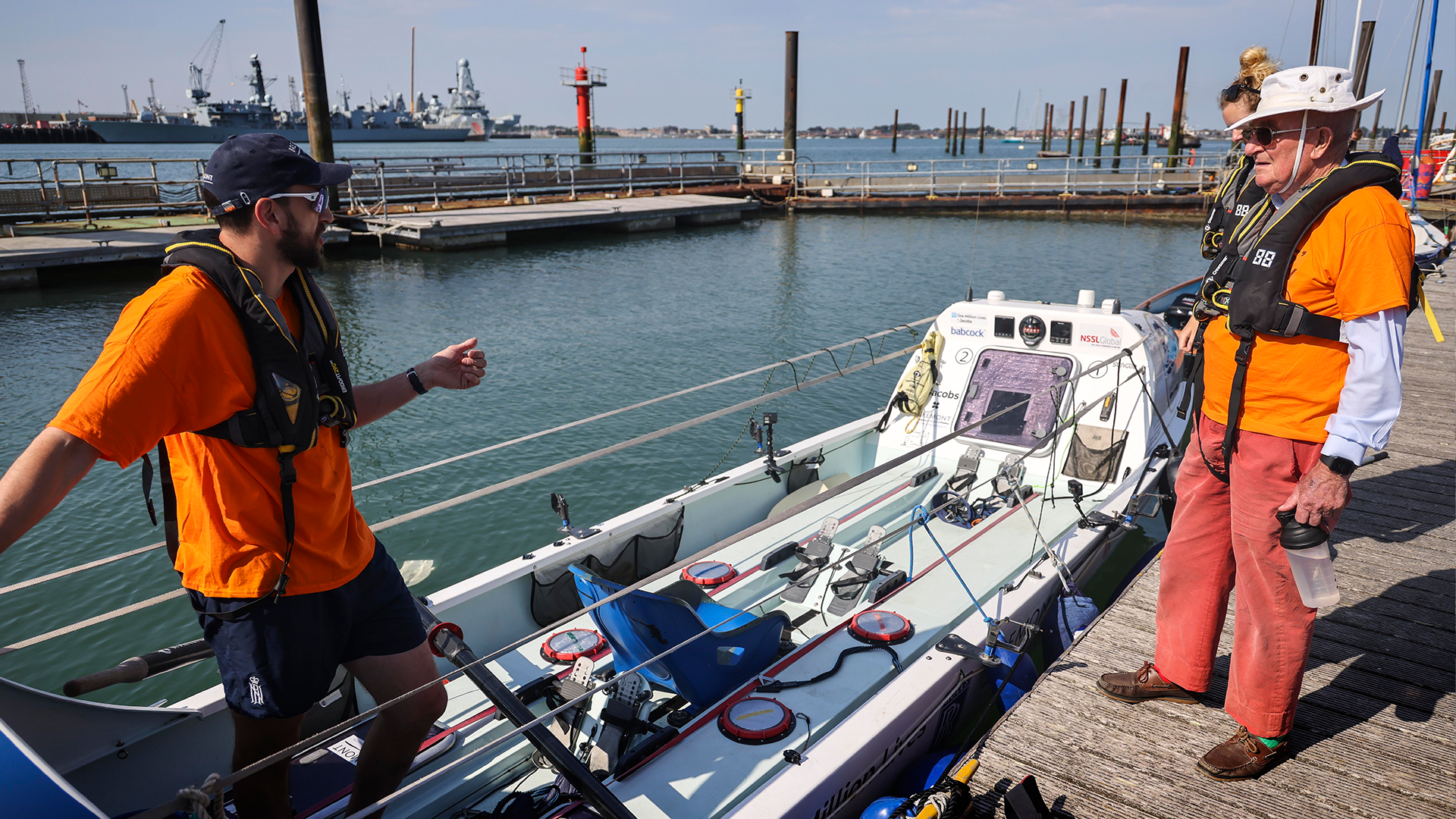 Charles Wylie in the sailing centre on HMS Excellent getting ready to take part in his charity row. CREDIT MOD