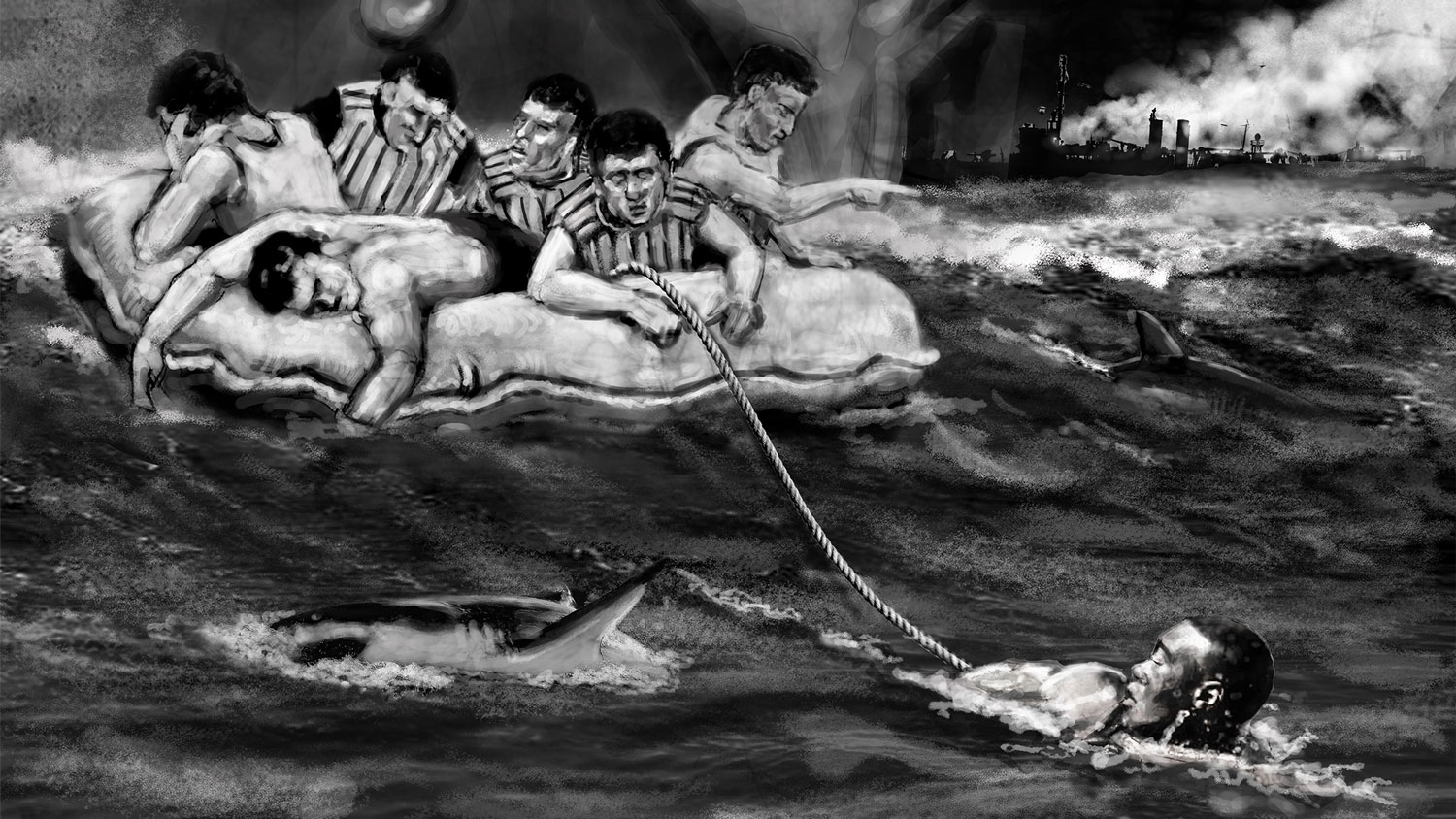 Charles Jackson French swims sailors to safety after USS Gregory sank in September 1942 CREDIT US Navy