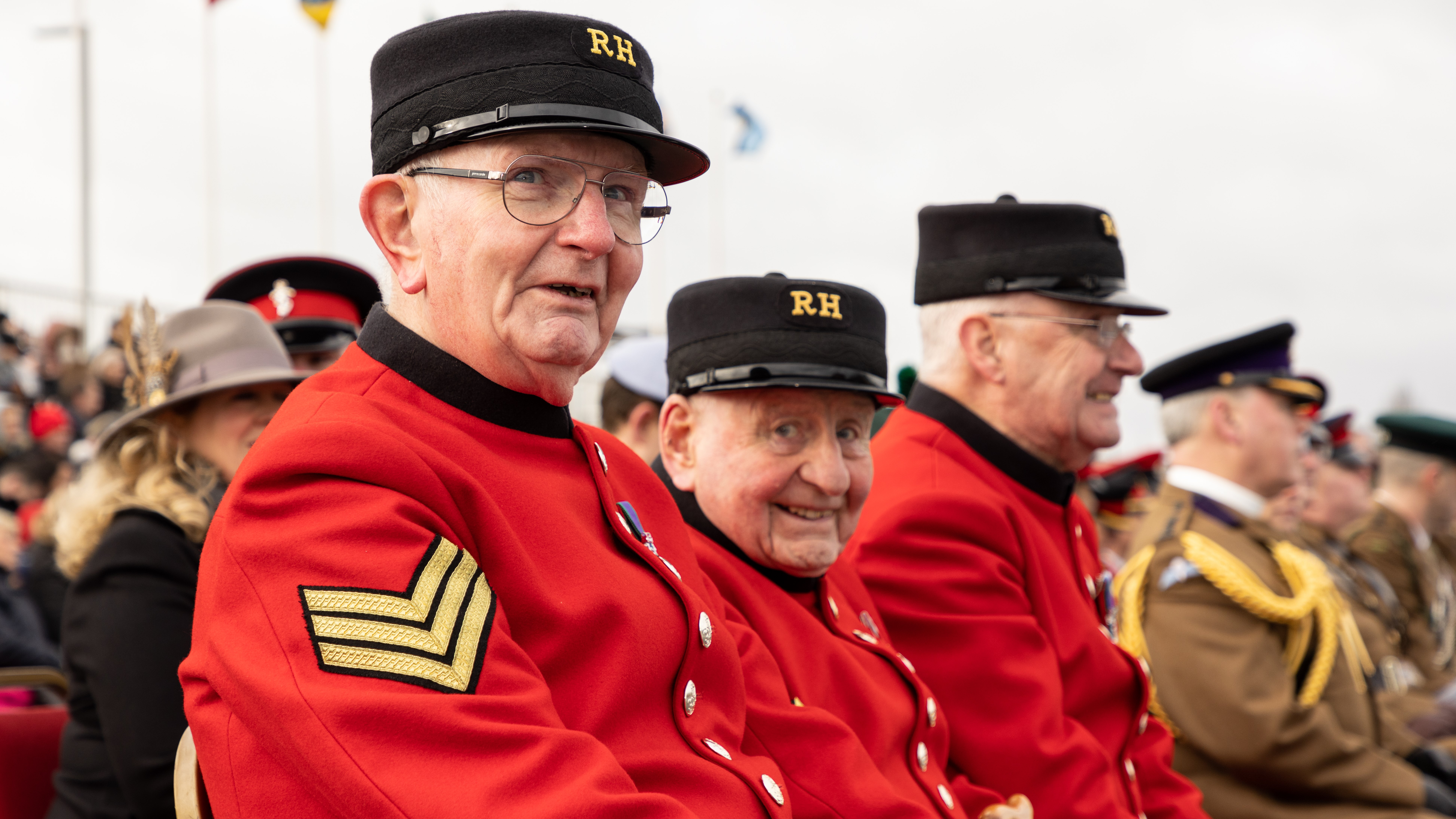 Chelsea pensioners look on at the graduation parade at AFC Harrogate 17022022 CREDIT MOD CROWN COPY.jpg