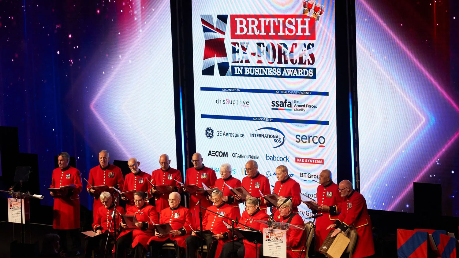 Chelsea Pensioners perform at the British Ex-Forces in Business Awards CREDIT Forces in Business Awards