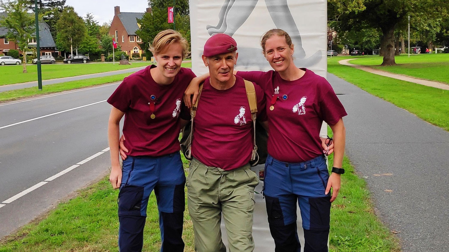 Chris at Wandeltocht with friends Anne and Eveline in September 2020 (Picture: The Taxi Charity).