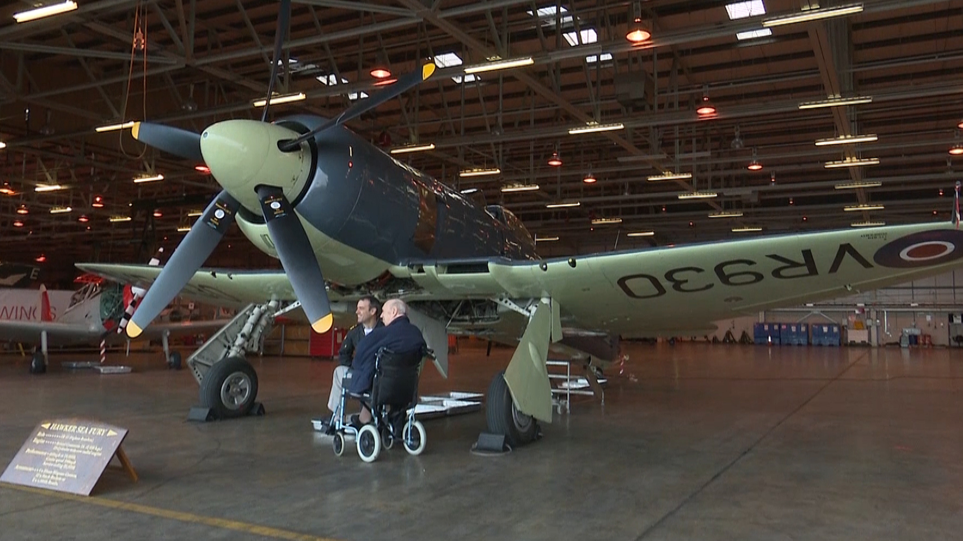 Veteran pilot William 'Harry' Hands with Hawker Sea Fury at RNAS Yeovilton