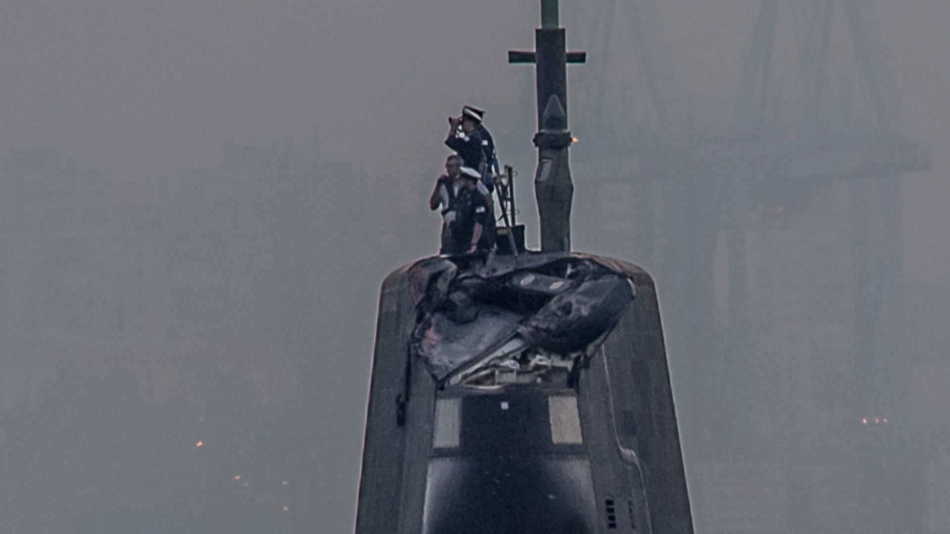 HMS Ambush conning tower damage in 2016