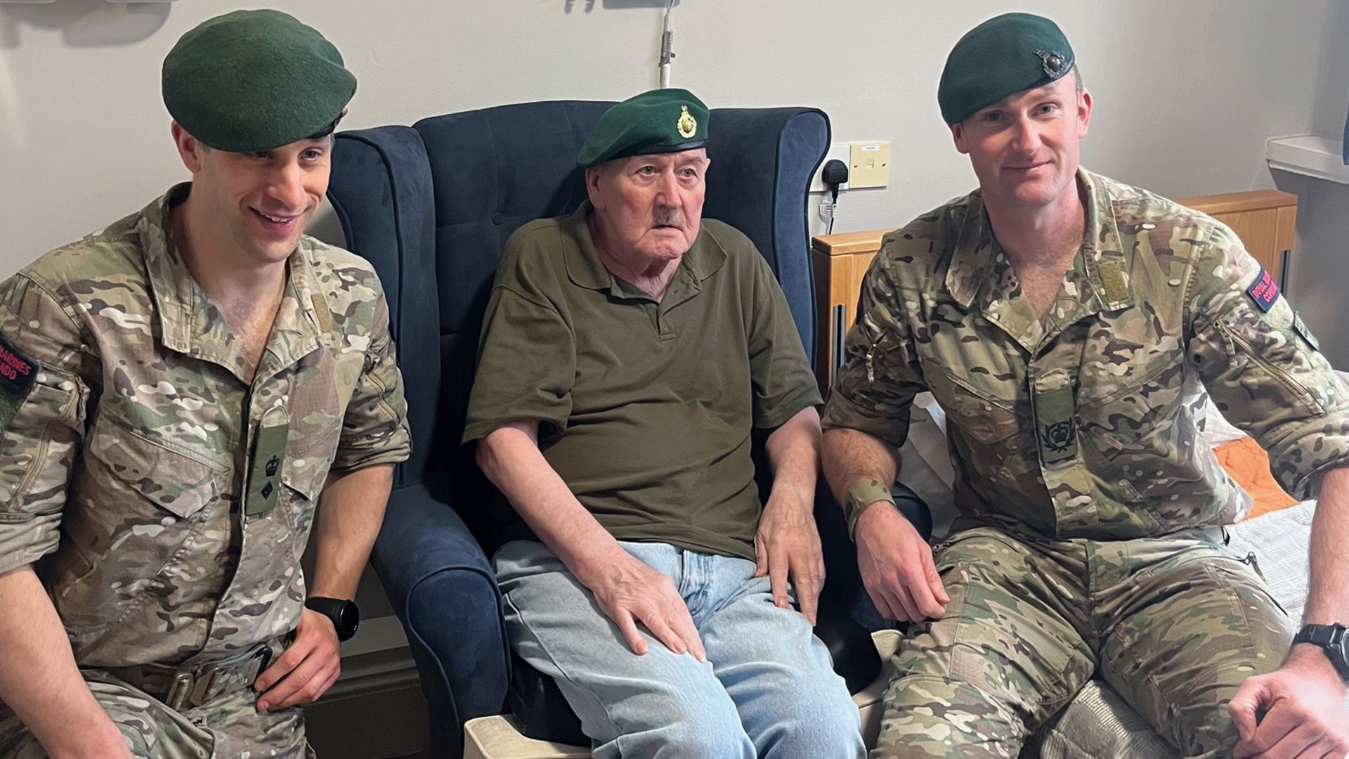 Lieutenant Colonel Sam Fearn presented the new beret to Mr Preece