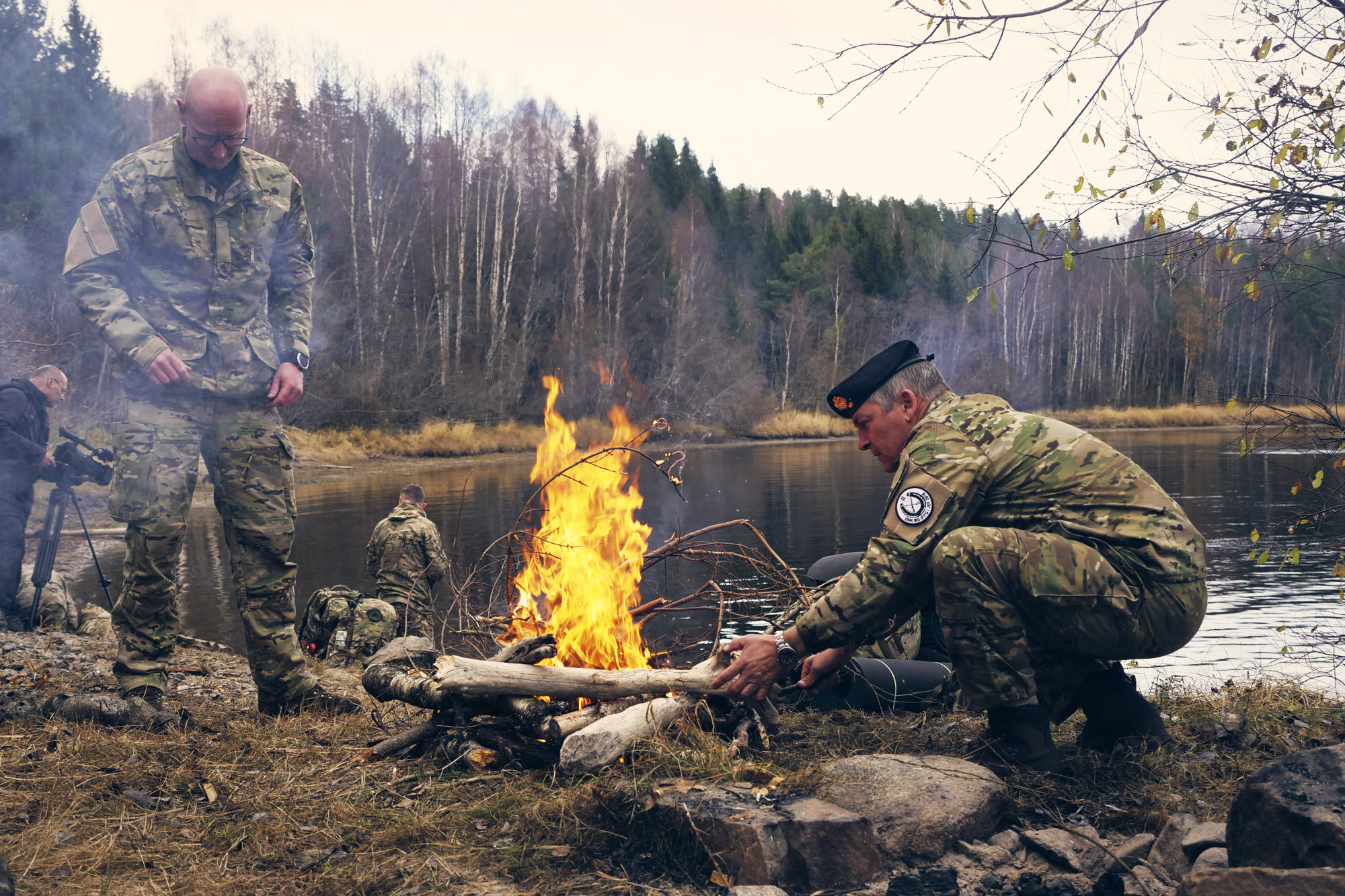 Fire built after cold water training
