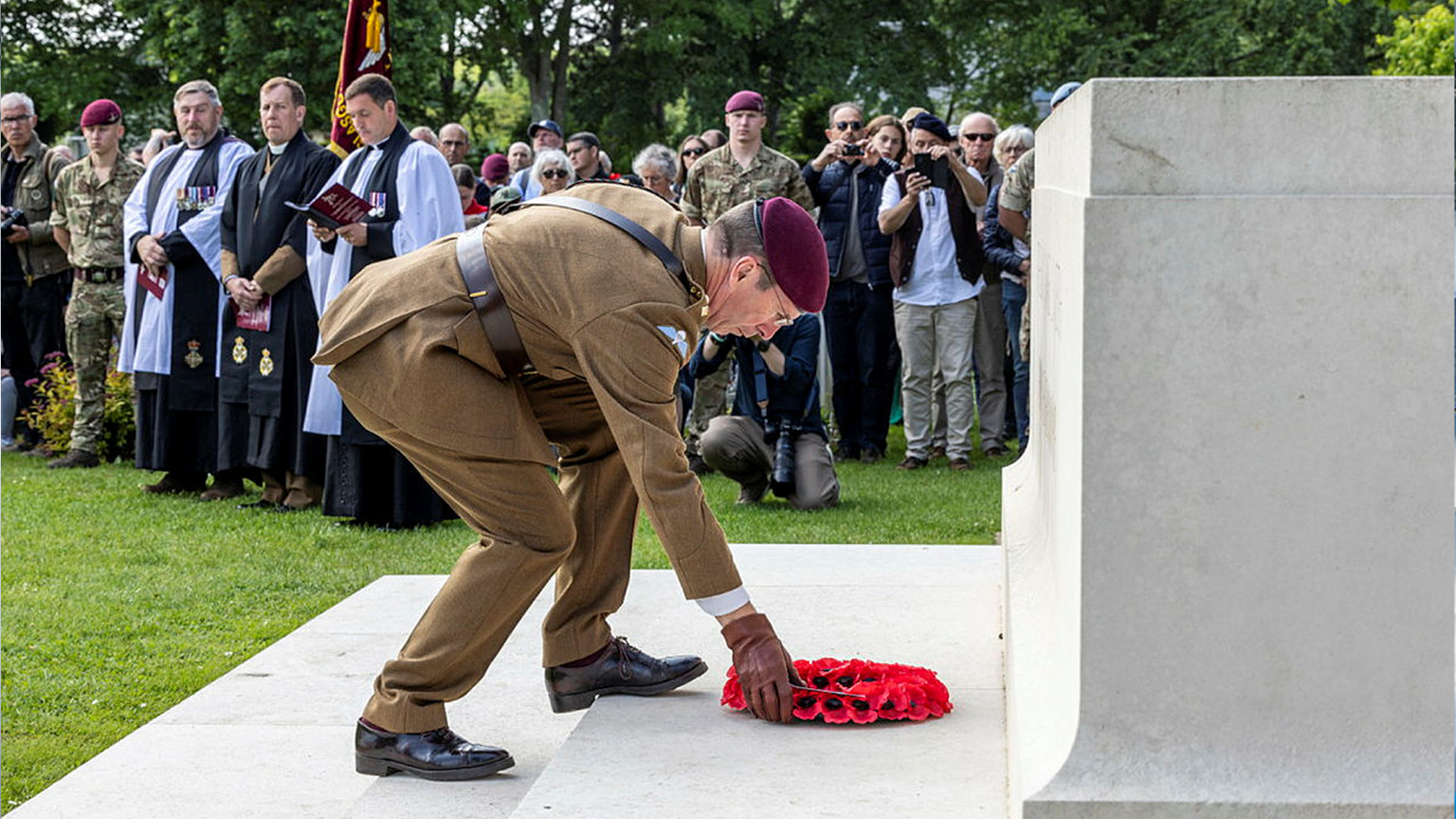  Colonel Commandant Parachute Regiment Lieutenant General Andrew Harrison laid a wreath Ranville War Cemetery 06