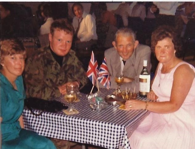 Combermere Barracks reception with family upon arrival home. Kevin Lambert
