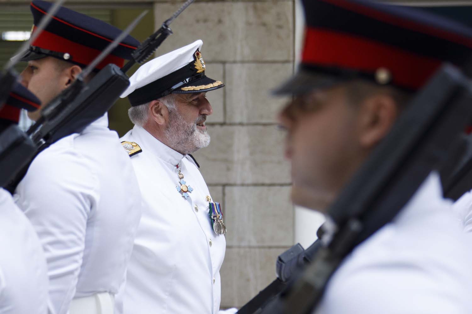 Cover image: Commodore Steve Dainton during the socially-distanced supersession ceremony (Picture: Royal Navy).