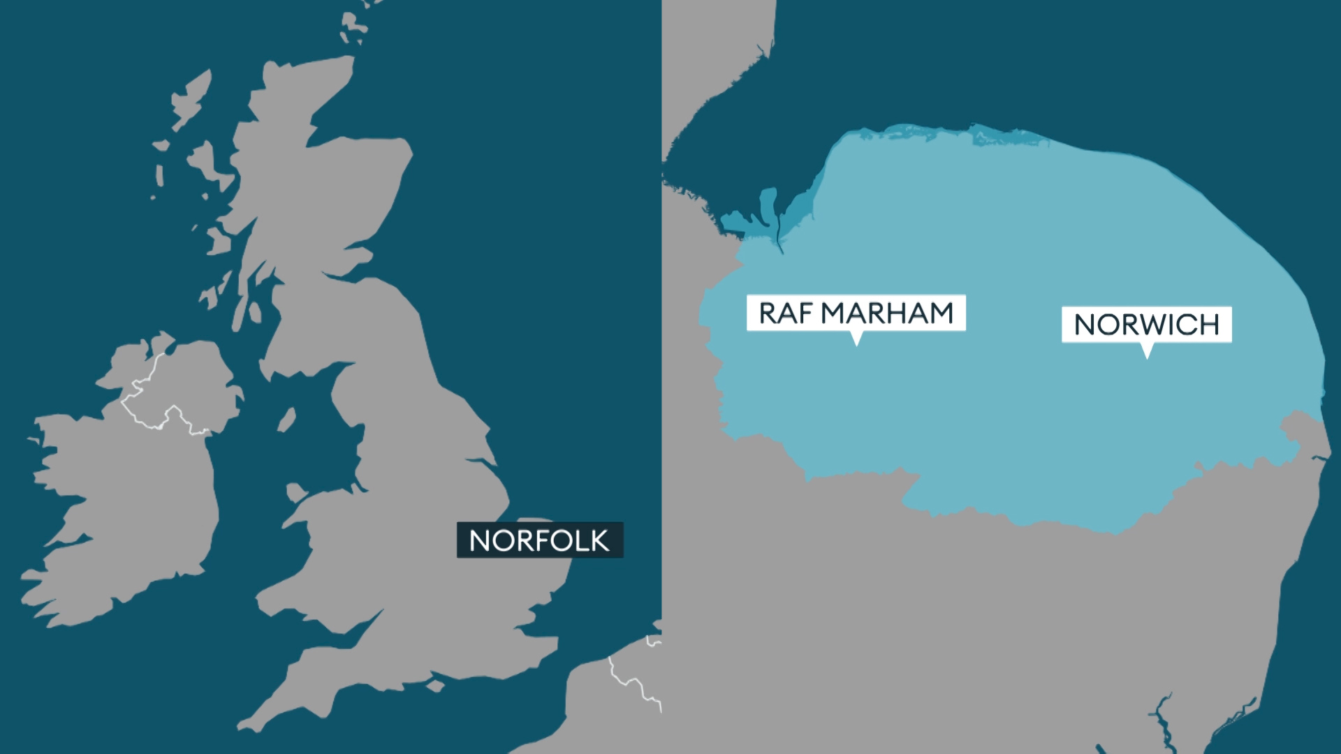 Composite map of RAF Marham Norwich and Norfolk