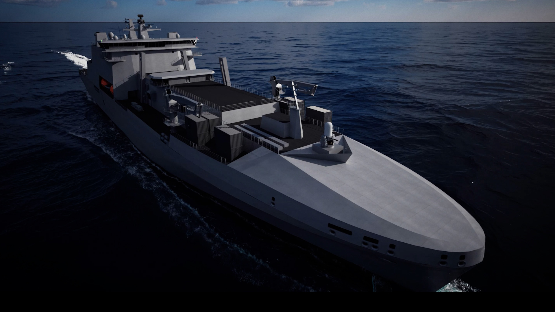 Concept drawing of the new Fleet Solid Support Ships set to be built in Belfast for the Royal Fleet Auxiliary