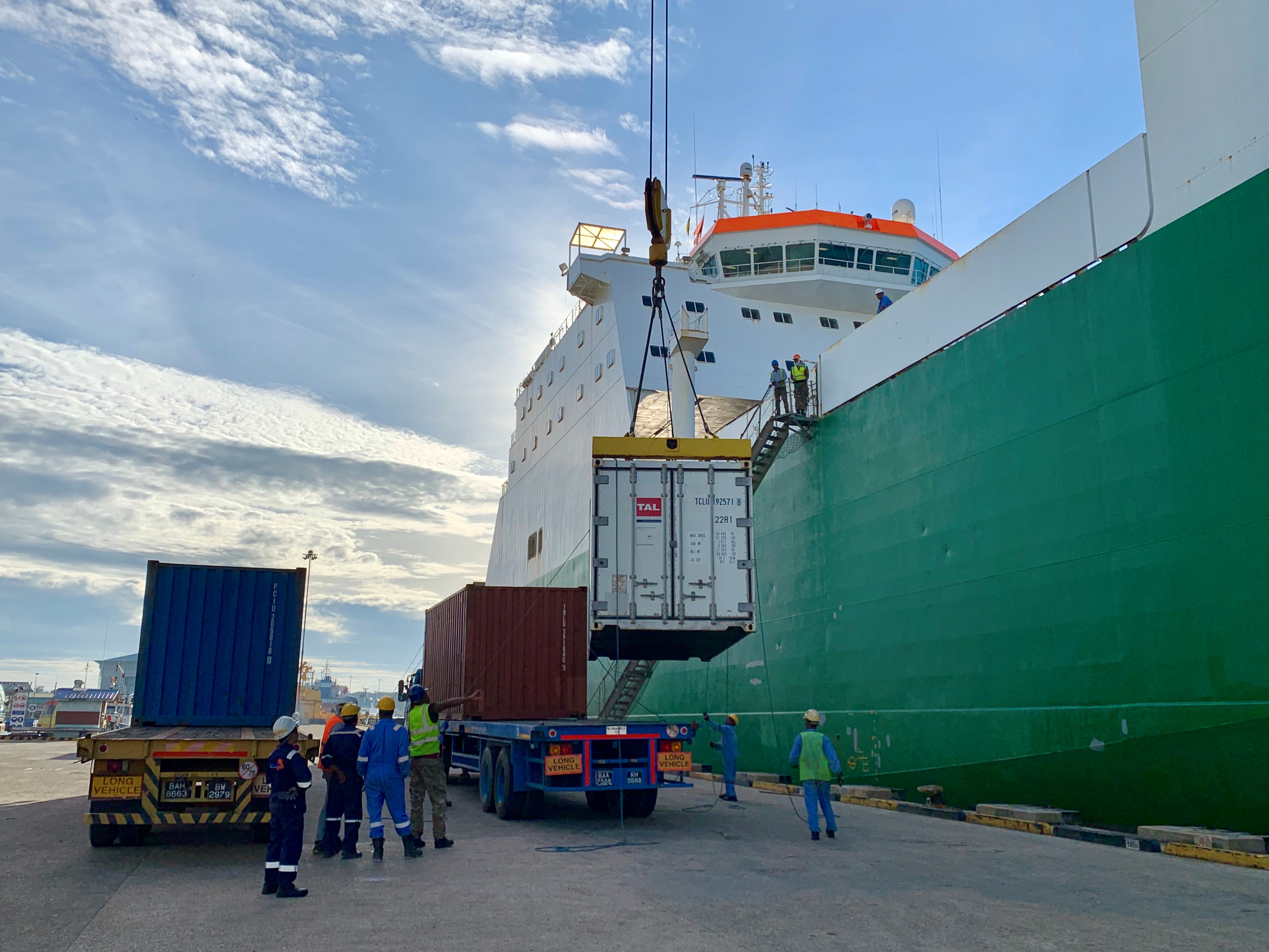 RLC Brunei Resupply Container Being Craned