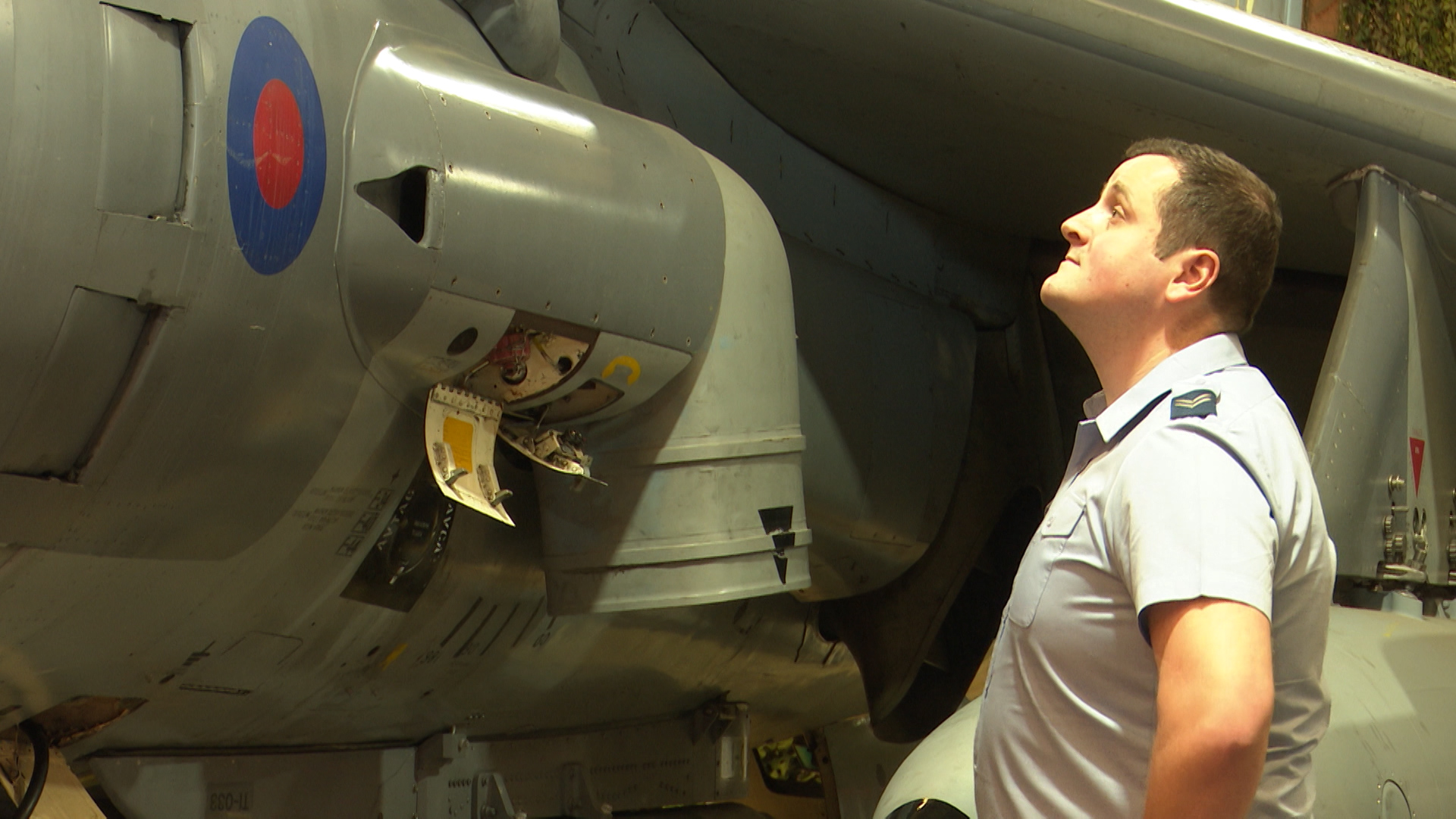 Corporal Owain Bridge in front of an aircraft 280219 CREDIT BFBS