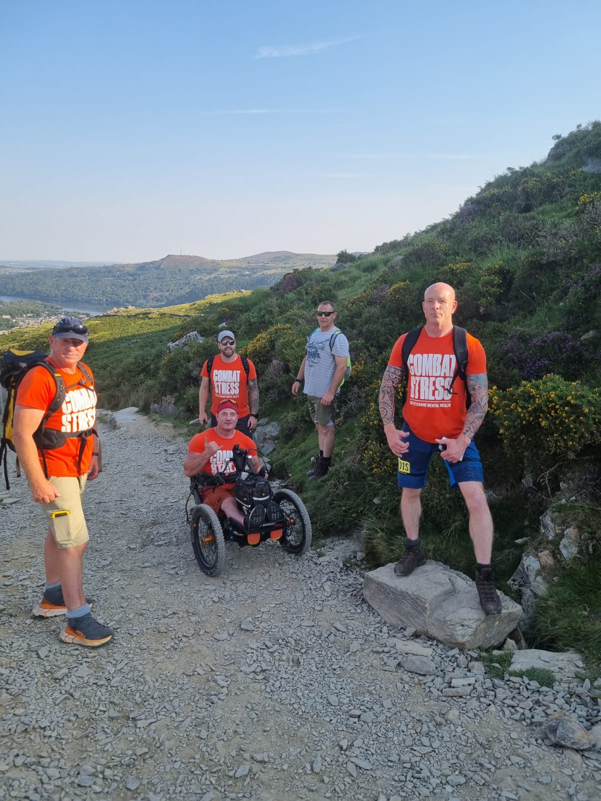 Corporal Tom Green, former Army physical trainer, pictured with family and colleagues on his challenge to climb Mount Snowdon (Picture: Corporal Tom Green).