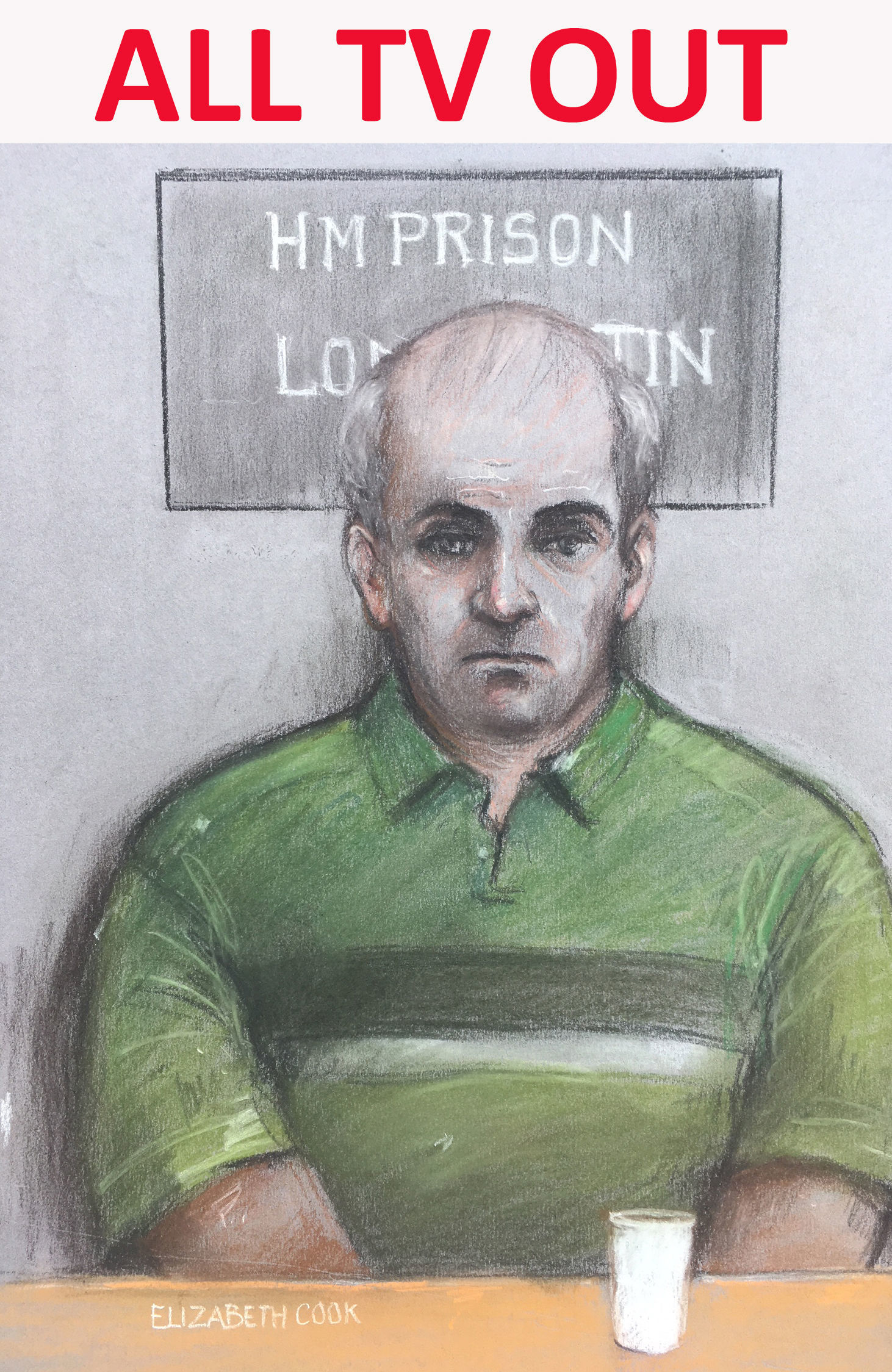 Court artist sketch by Elizabeth Cook of Joseph Isaacs, 39, who has appeared via video at Taunton Crown Court accused of attempting to murder 96-year-old D-Day veteran Jim Booth. PA IMAGE.jpg