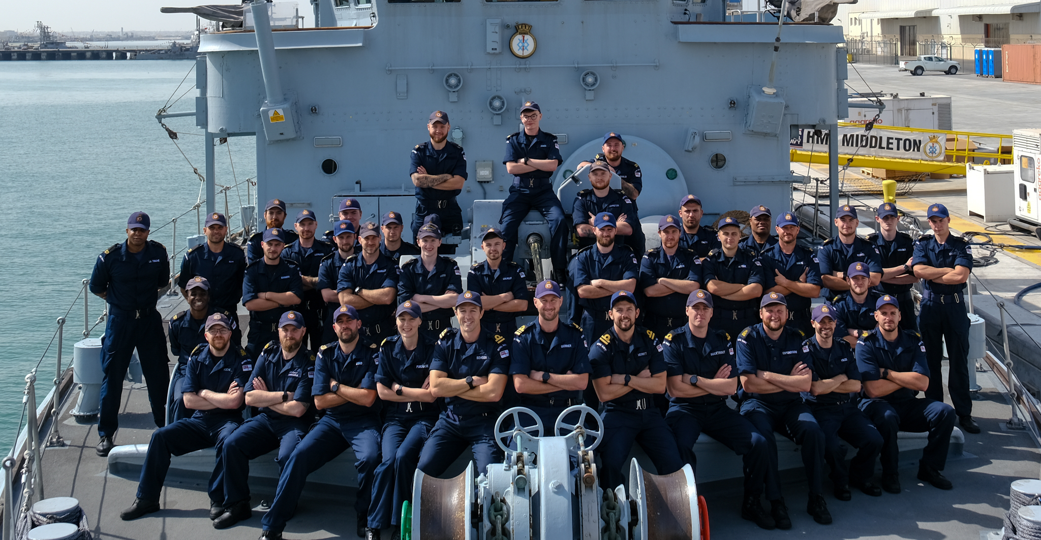 Crew of HMS Middleton pose for a group shot (Picture: Royal Navy).