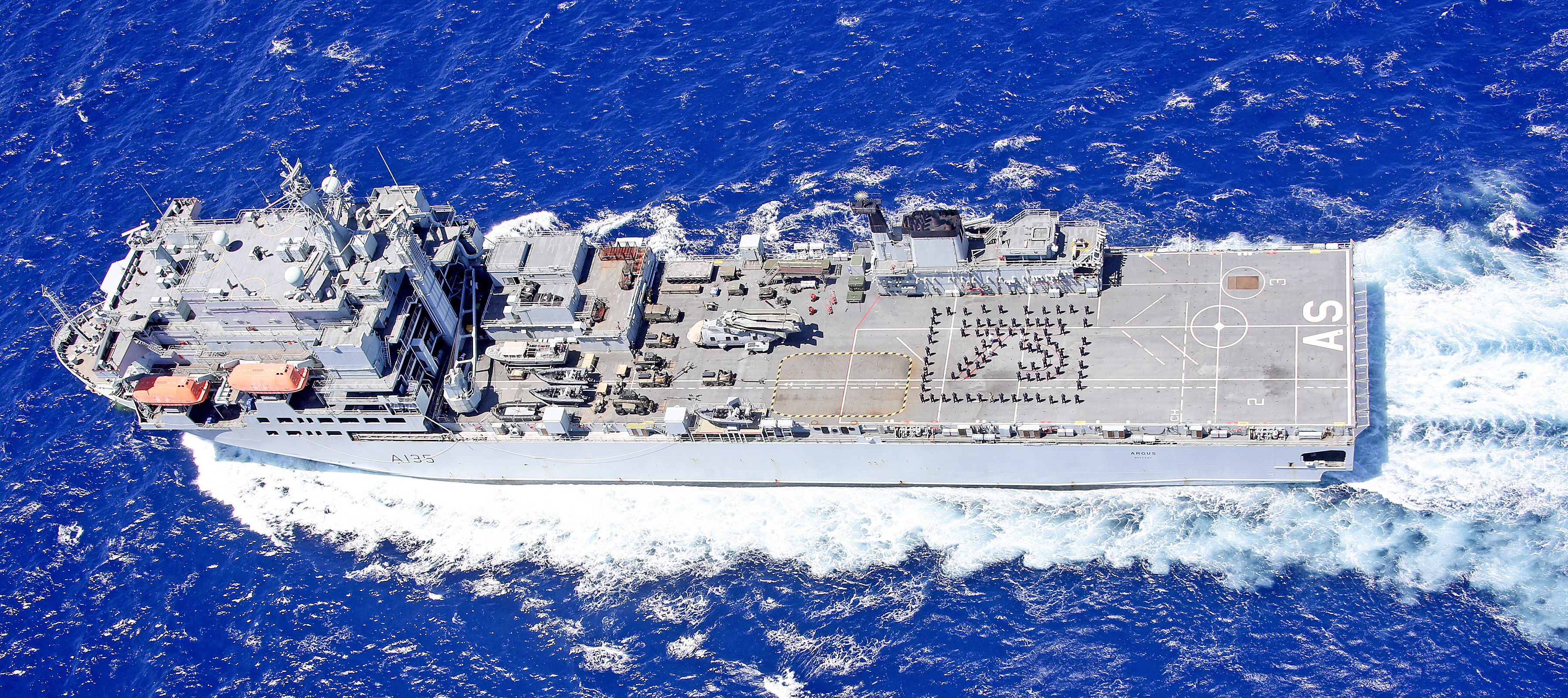 RFA Argus' crew pay tribute in the Caribbean (Picture: Royal Navy).