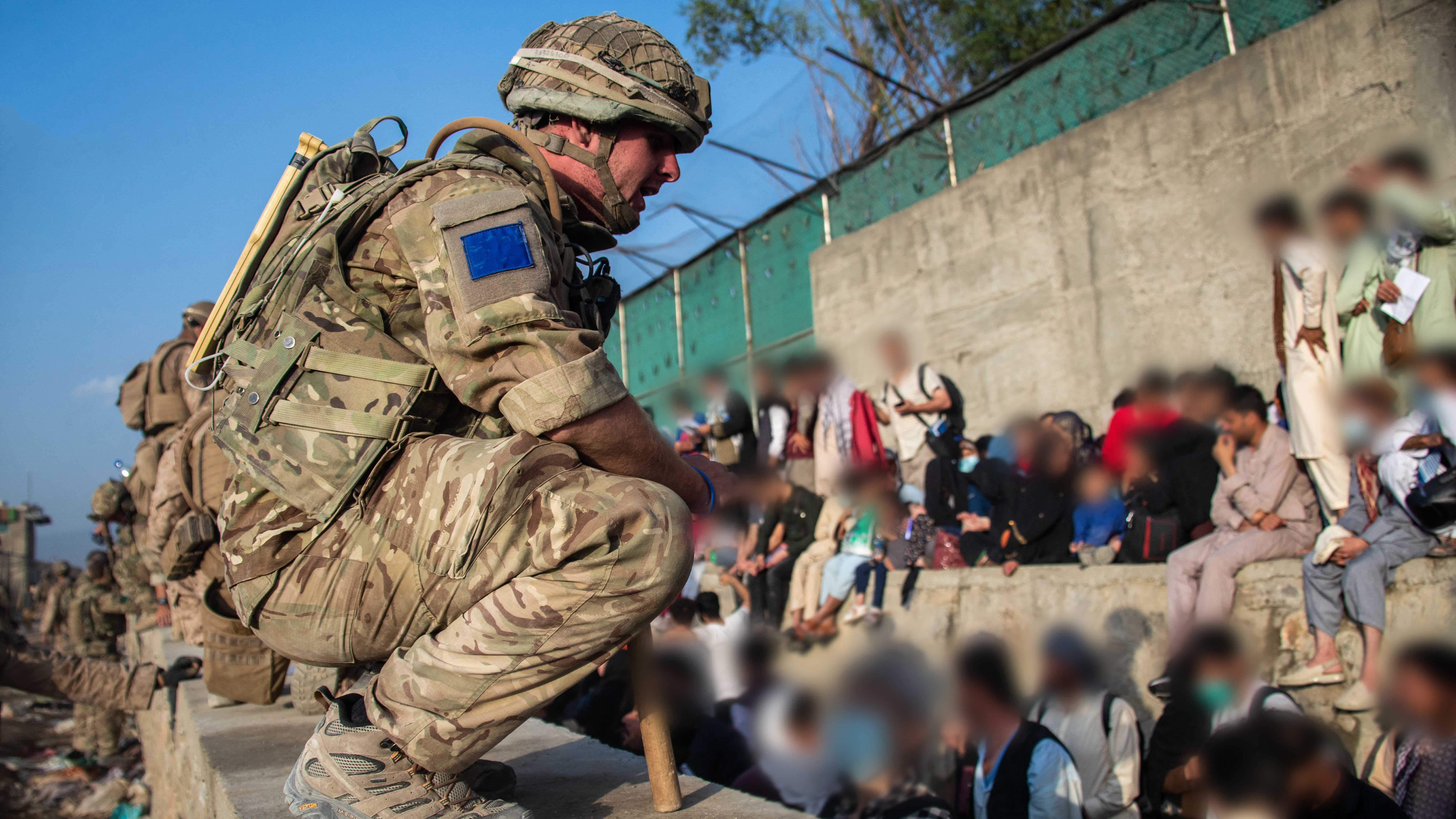 British soldier at Kabul airport during the UK's evacuation mission last August