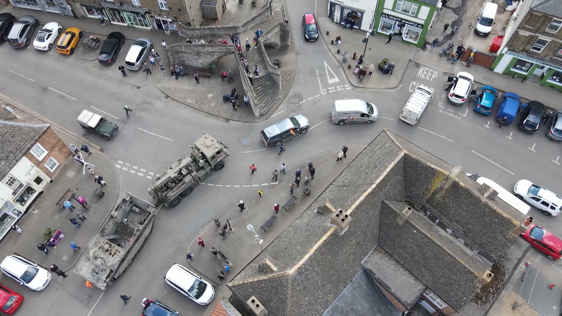 Aerial view of the Buffalo as it was transported to be cleaned 
