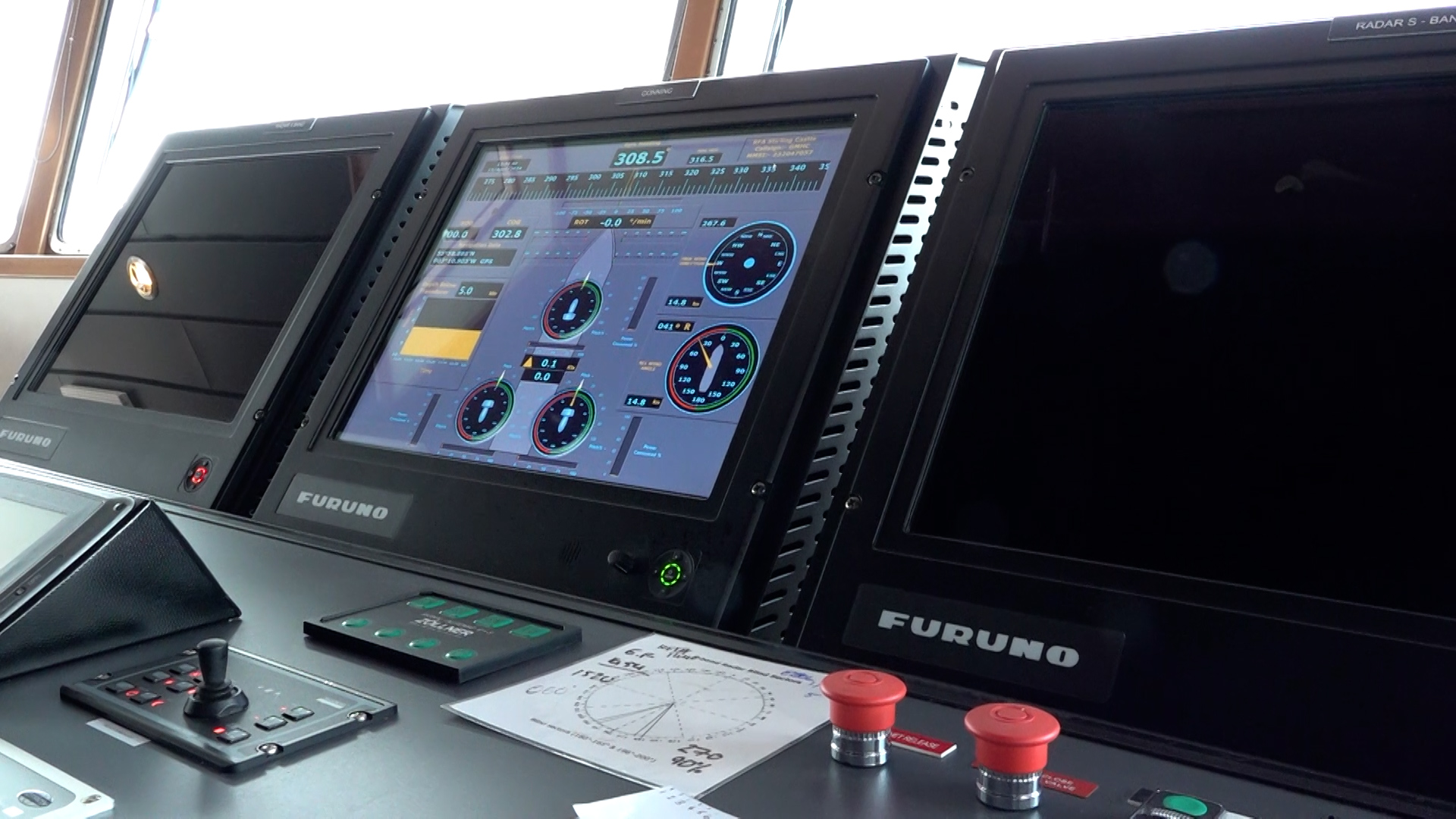 Cutting edge technology on the bridge of RFA Stirling Castle