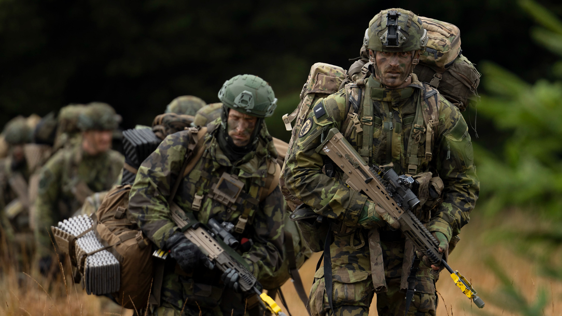 Czech Republic Army soldiers on patrol during exercise Cambrian Patro